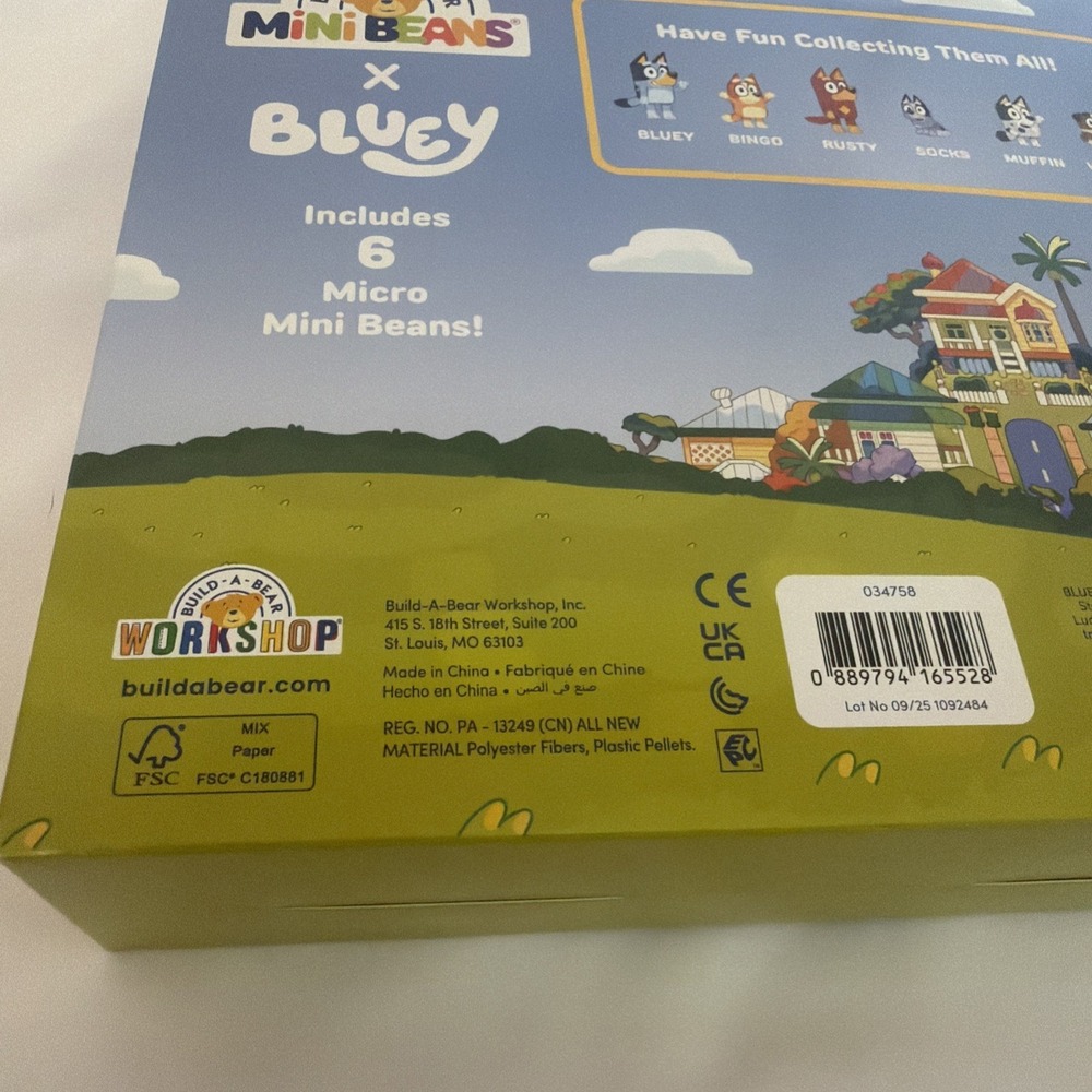 Bluey Micro Build-A-Bear Set of 6 Micro Mini Beans Plush Pack Socks Bingo Rusty - Picture 12 of 14